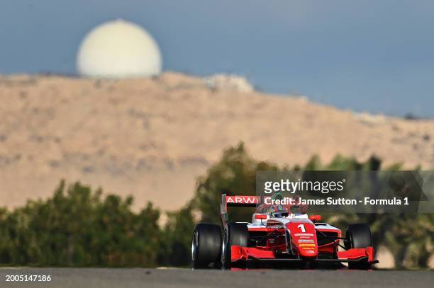 Dino Beganovic of Sweden and PREMA Racing drives on track during day two of Formula 3 Testing at Bahrain International Circuit on February 12, 2024...