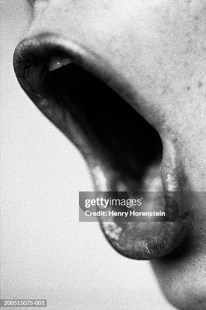 woman shouting, close-up of mouth - furious stock pictures, royalty-free photos & images