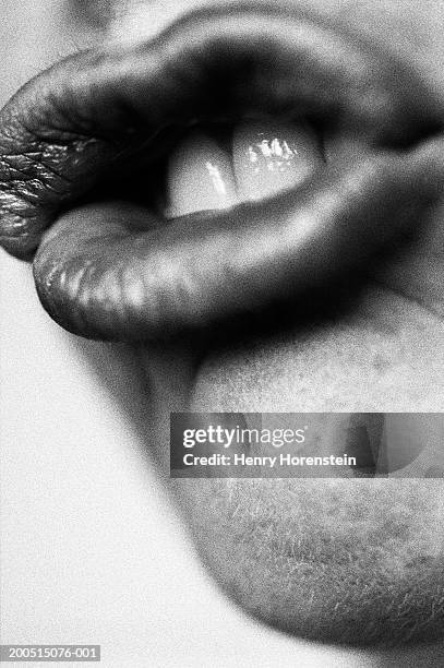woman talking, close-up of mouth - människomun bildbanksfoton och bilder