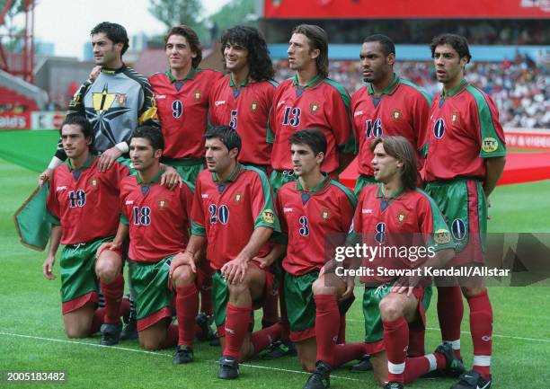 June 14: Portugal Team group Vitor Baia, Ricardo Sa Pinto, Fernando Couto, Dimas, Rui Costa, Paulo Sousa, Antonio Folha, Luís Figo, Paulinho Santos,...
