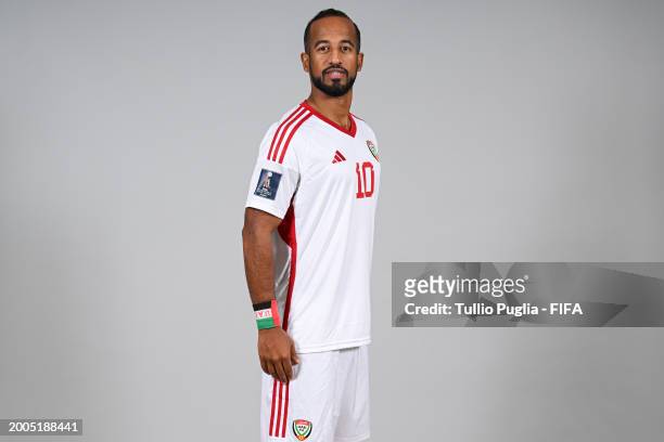 Walid Mohammad of United Arab Emirates poses for a photo during the FIFA Beach Soccer World Cup UAE 2024 portrait shoot on February 12, 2024 in...