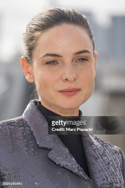 Rebecca Ferguson attends the "Dune 2" Photocall at Shangri La Hotel on February 12, 2024 in Paris, France.