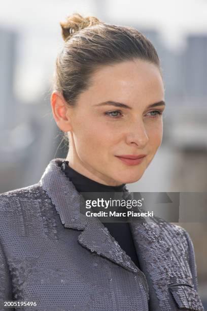 Rebecca Ferguson attends the "Dune 2" Photocall at Shangri La Hotel on February 12, 2024 in Paris, France.
