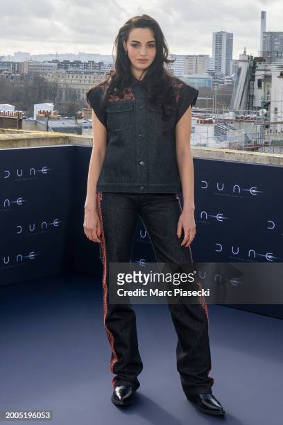 Souheila Yacoub attends the "Dune 2" Photocall at Shangri La Hotel on February 12, 2024 in Paris, France.