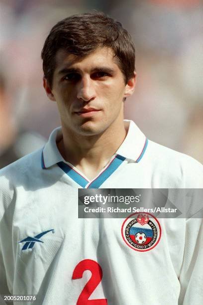 June 19: Omar Tetradze of Russia portrait before the UEFA Euro 1996 Group C match between Russia and Czech Republic at Anfield on June 19, 1996 in...