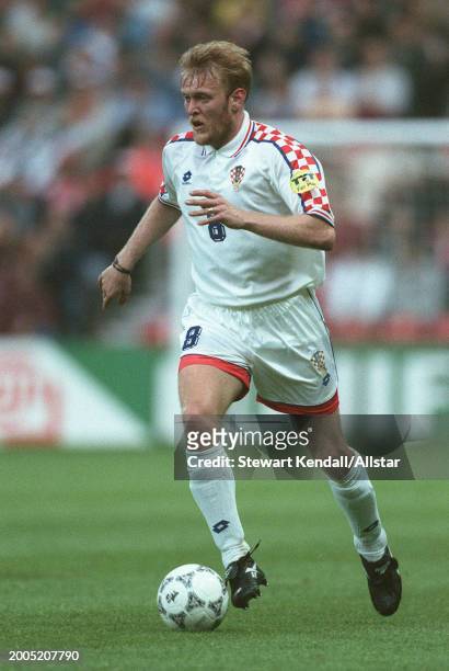 June 11: Robert Prosinecki of Croatia on the ball during the UEFA Euro 1996 Group D match between Turkey and Croatia at City Ground on June 11, 1996...