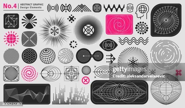 abstract graphic design elements - retro futurism space stock illustrations