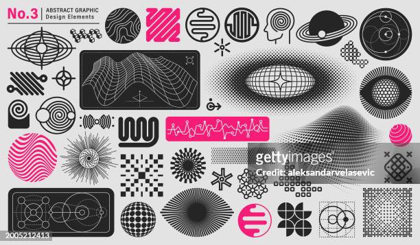 abstract graphic design elements - retro futurism space stock illustrations