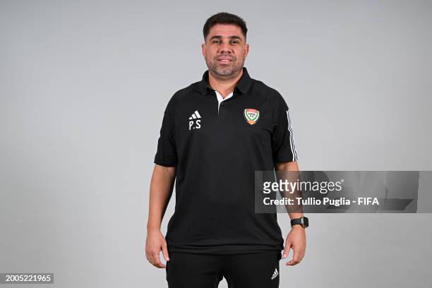 Jose de Sales of United Arab Emirates poses for a photo during the FIFA Beach Soccer World Cup UAE 2024 portrait shoot on February 12, 2024 in Dubai,...