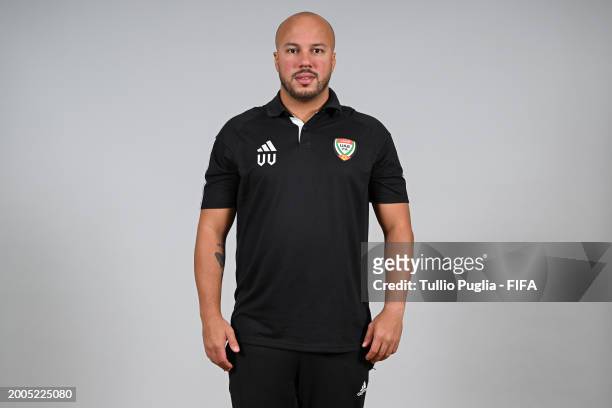 Victor Vasques of United Arab Emirates poses for a photo during the FIFA Beach Soccer World Cup UAE 2024 portrait shoot on February 12, 2024 in...