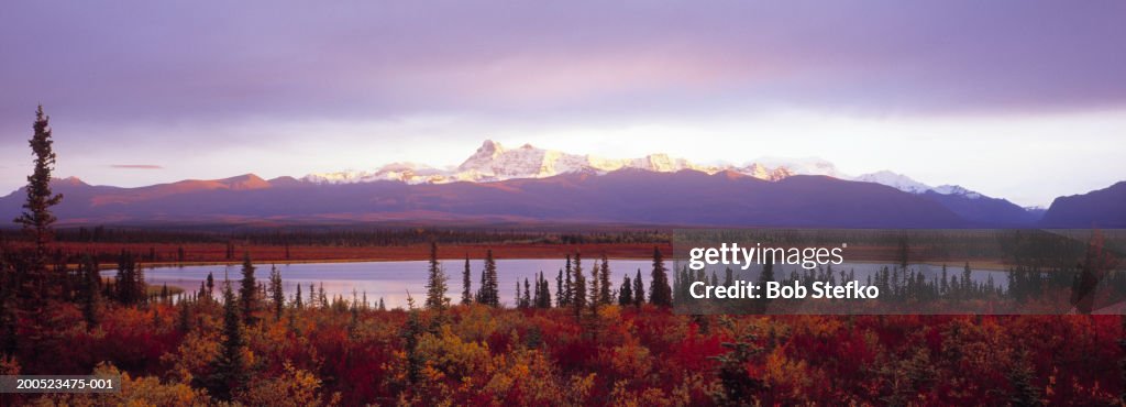 Wrangell Mountains with Mt Sanford and Cooper Lake