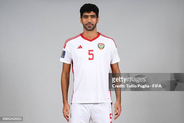 Abbas Ali of United Arab Emirates poses for a photo during the FIFA Beach Soccer World Cup UAE 2024 portrait shoot on February 12, 2024 in Dubai,...