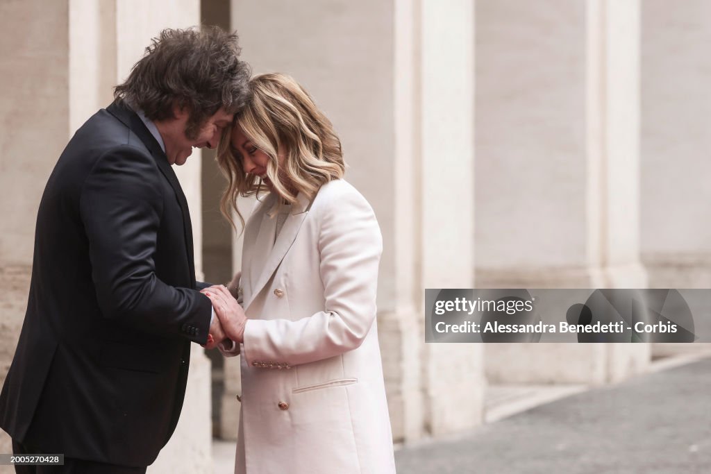 Italian PM Giorgia Meloni Welcomes Argentinian President Javier Milei