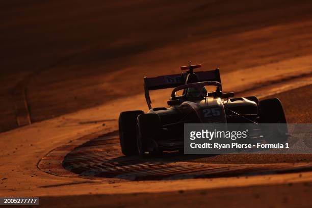 Nikola Tsolov of Bulgaria and ART Grand Prix drives on track during day two of Formula 3 Testing at Bahrain International Circuit on February 12,...