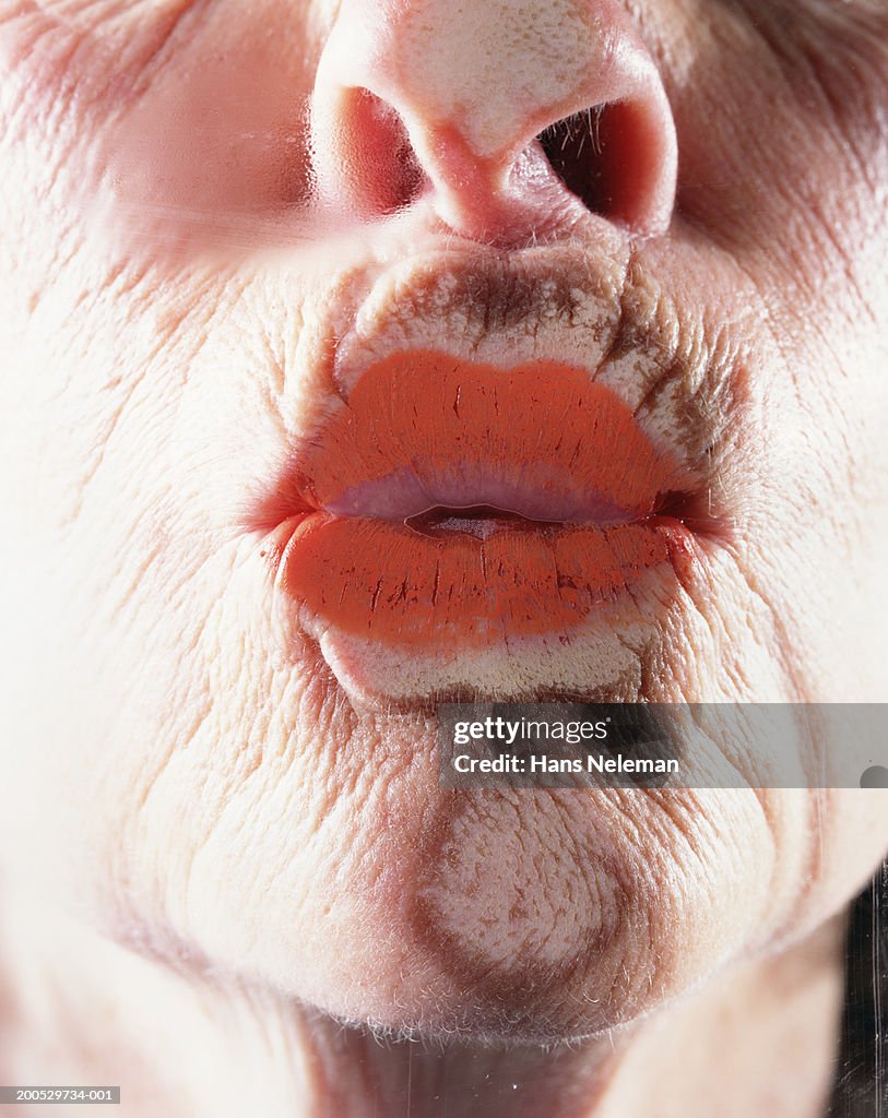 Senior woman puckering lips, close-up