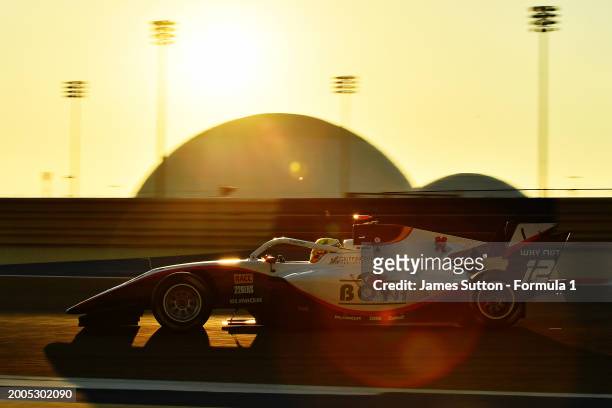 Mari Boya of Spain and Campos Racing drives on track during day two of Formula 3 Testing at Bahrain International Circuit on February 12, 2024 in...