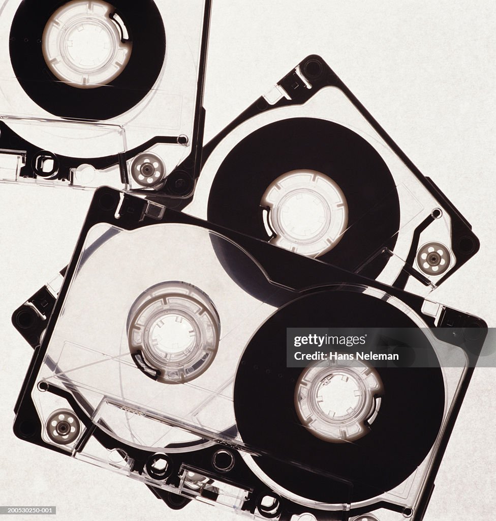Cassette tapes, overhead view
