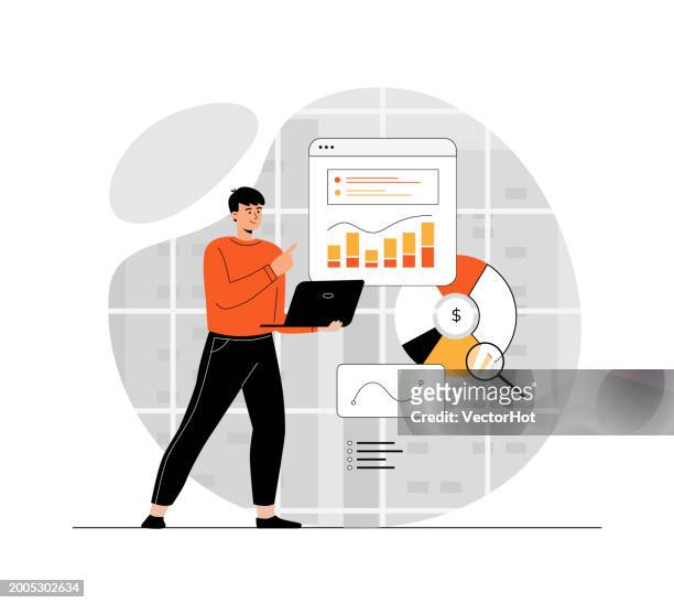 virtual finance man working with data