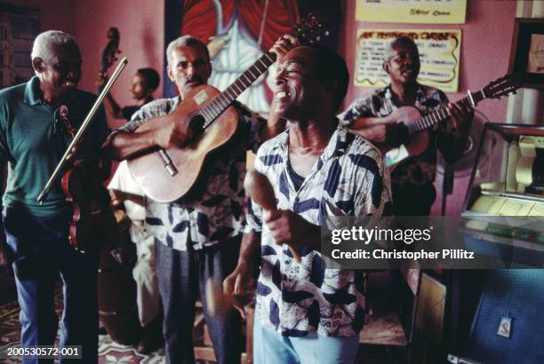 Cuba, Santiago de Cuba, Clave de Son playing in bar.