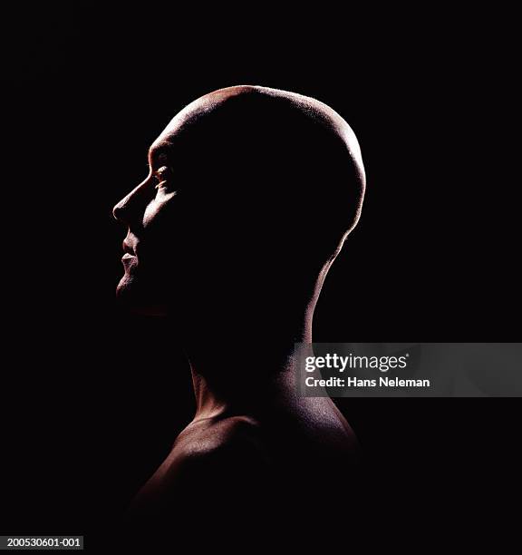 bald man, profile - vollglatze stock-fotos und bilder