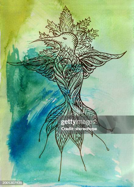 liberated hummingbird - costa rica canopy stock illustrations