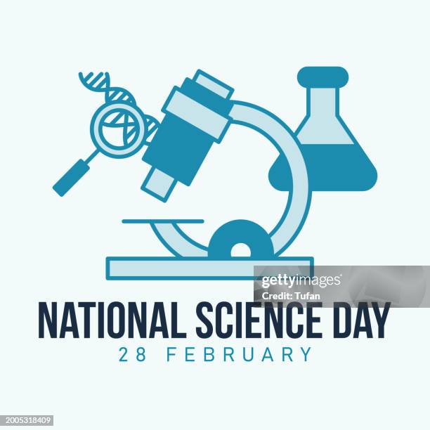 national science day social media post design - beaker logo stock illustrations