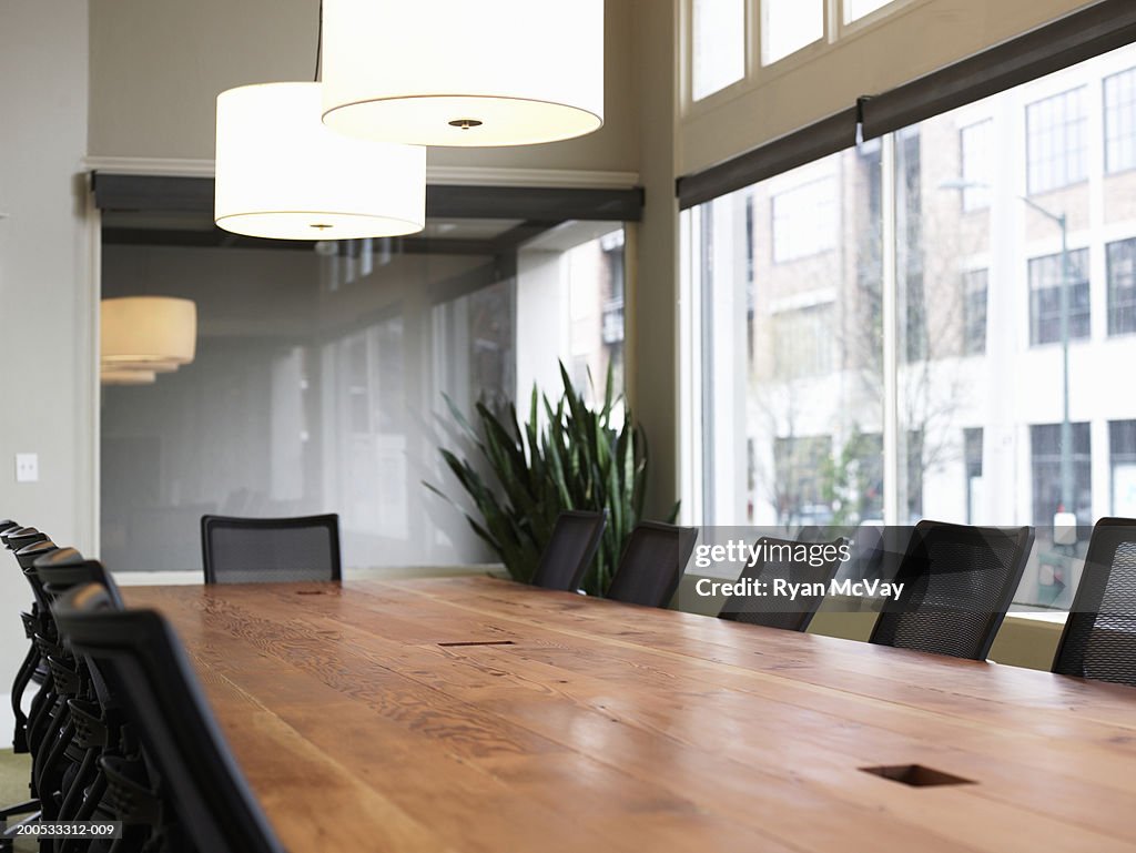 Conference table and chairs in boardroom