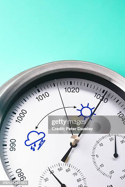 barometer showing high pressure, close-up - a picture of a barometer stock pictures, royalty-free photos & images