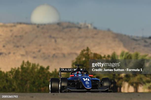 Luke Browning of Great Britain and Hitech Pulse-Eight drives on track during day two of Formula 3 Testing at Bahrain International Circuit on...