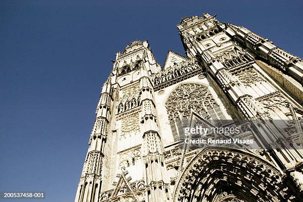 france, tours, cathedral of st. gatien, low angle view - indre et loire stock-fotos und bilder
