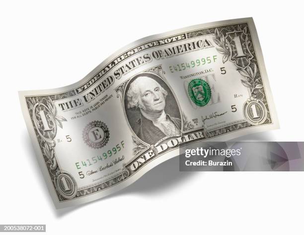 us 1 dollar bill, against white background, close-up - one dollar bill stock pictures, royalty-free photos & images