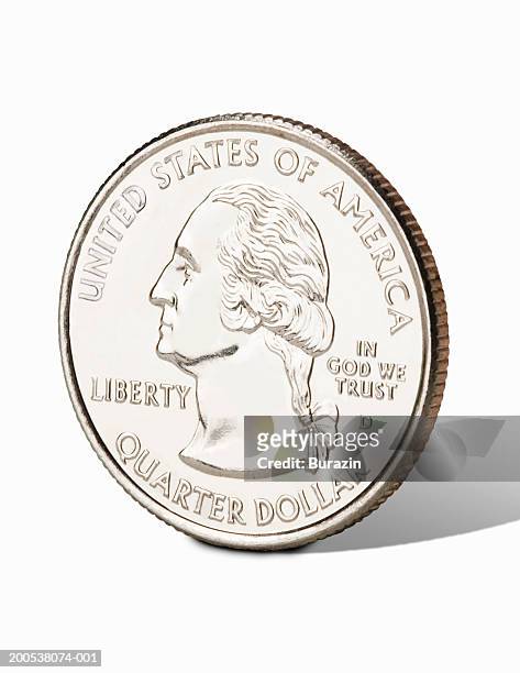 us quarter, against white background, close-up - 25 cents stock pictures, royalty-free photos & images