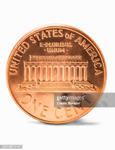 us penny, against white background, close-up - one cent coin stock pictures, royalty-free photos & images