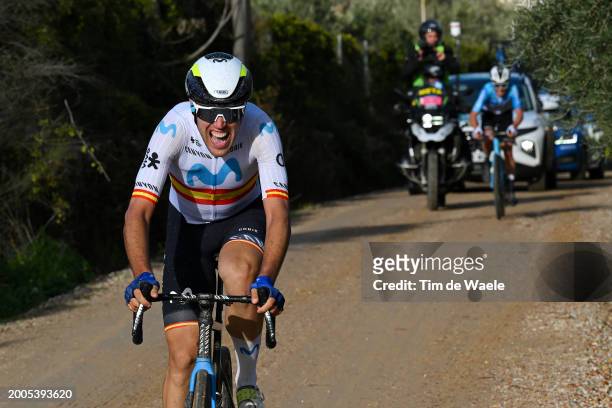 Oier Lazkano Lopez of Spain and Movistar Team attacks in the breakaway during the 3rd Clasica Jaen Paraiso Interior 2024 a 158.3km one day race from...