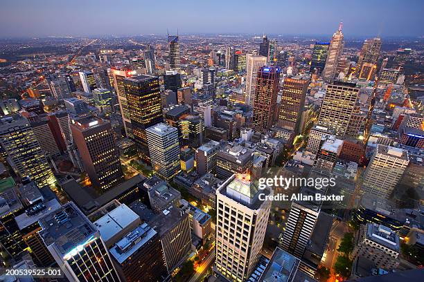 australia, melbourne, cityscape, view from rialto tower - melbourne aerial view stockfoto's en -beelden