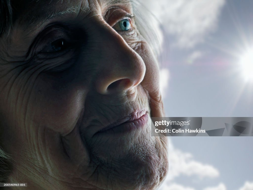 Senior woman smiling, close-up