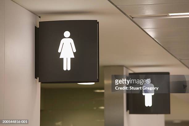 signs for men's and women's toilets - damtoalett skylt bildbanksfoton och bilder