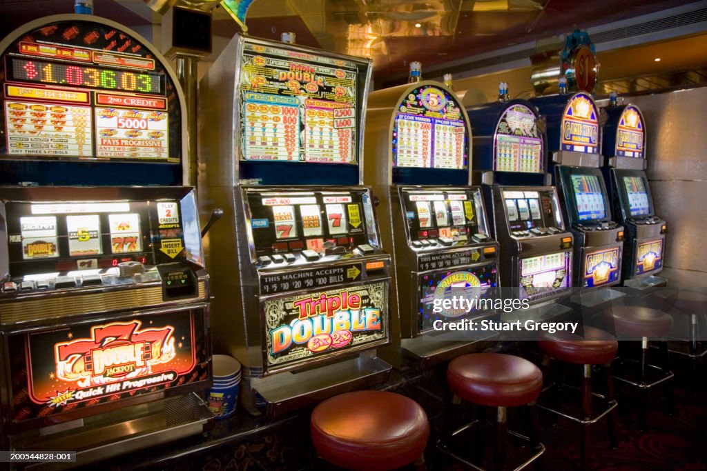 Row of slot machines on cruise ship