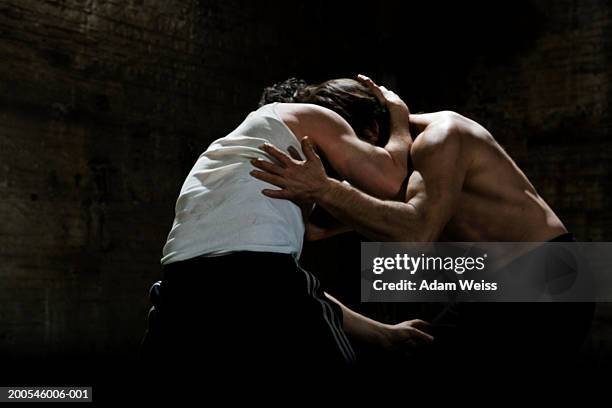 two men wrestling - artes marciais imagens e fotografias de stock