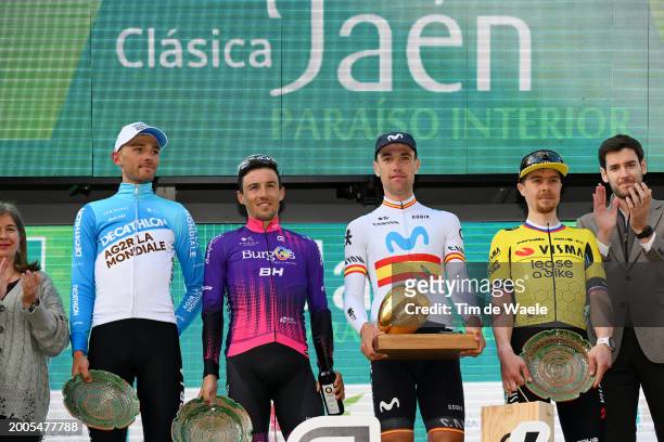 Bastien Tronchon of France and Decathlon Ag2R La Mondiale Team on second place, Jose Manuel Diaz Gallego of Spain and Team Burgos-BH special prize...