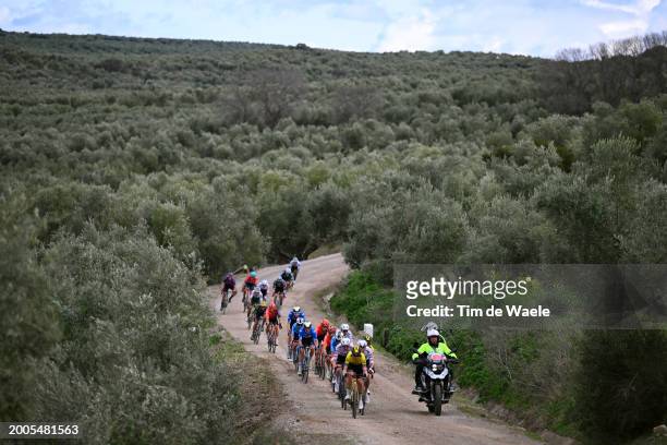 General view of the peloton competing during the 3rd Clasica Jaen Paraiso Interior 2024 a 158.3km one day race from Baeza to Ubeda on February 12,...