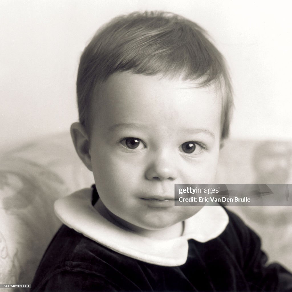 Baby boy (15-18 months), close-up, portrait