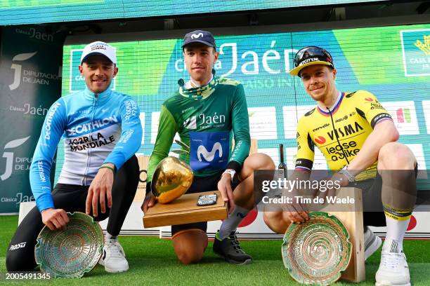 Bastien Tronchon of France and Decathlon Ag2R La Mondiale Team on second place, race winner Oier Lazkano Lopez of Spain and Movistar Team with the...