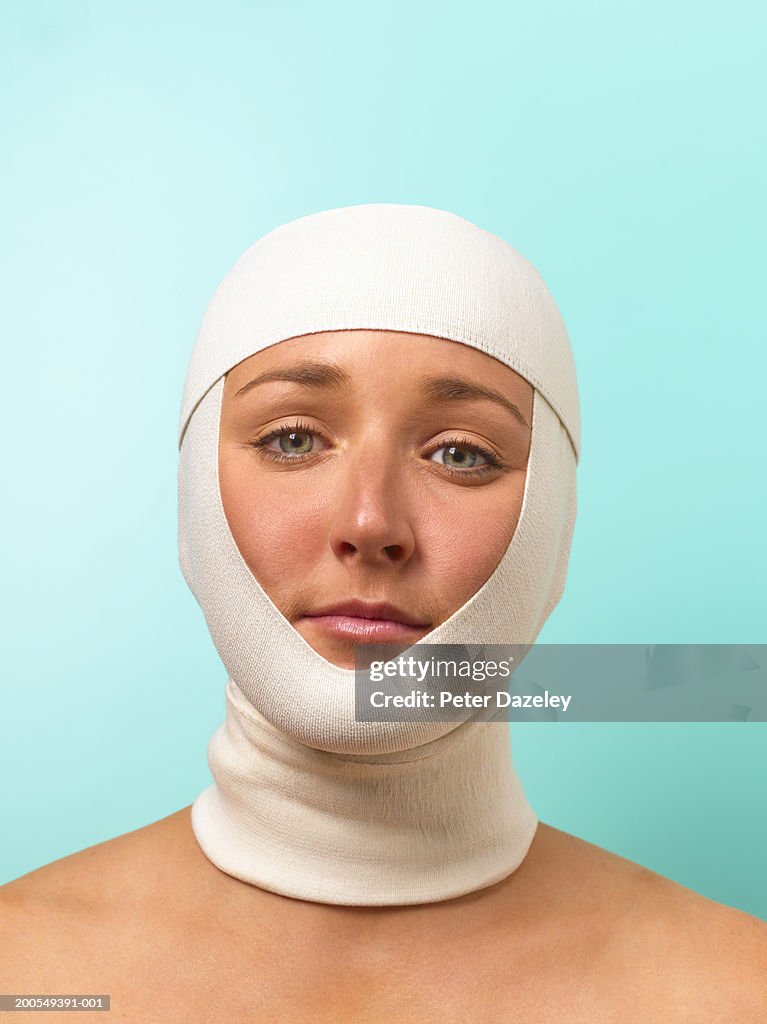 Supporting Face Young Woman Wearing Face Support Bandage Closeup Portrait High-Res ...