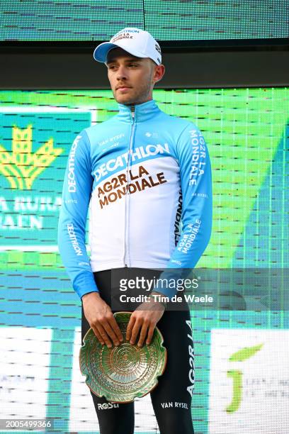 Bastien Tronchon of France and Decathlon Ag2R La Mondiale Team celebrates at podium as second place winner during the 3rd Clasica Jaen Paraiso...