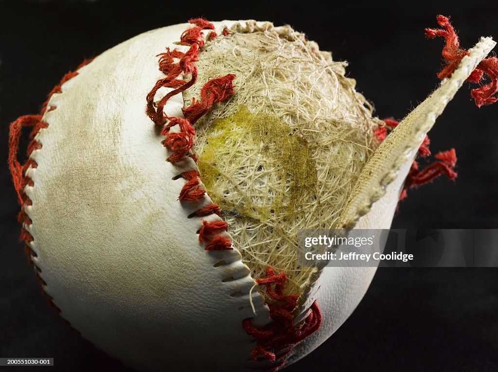 Ripped Baseball Thread Baseball With Cover Ripped Off Closeup High-Res Stock Photo - Getty Images