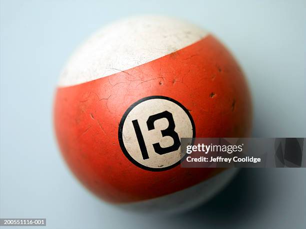 pool ball numbered 13, close-up. - number 13 stock pictures, royalty-free photos & images