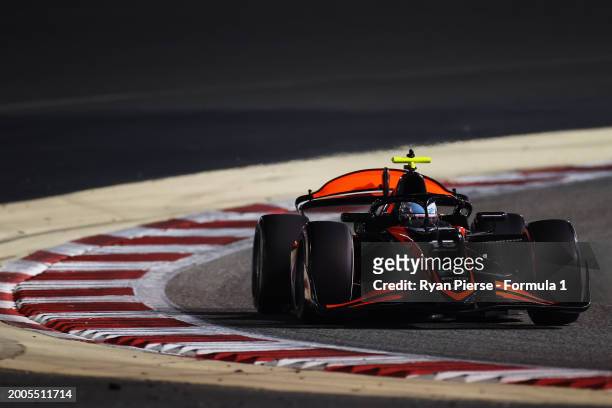 Rafael Villagomez of Mexico and Van Amersfoort Racing drives on track during day two of Formula 2 Testing at Bahrain International Circuit on...