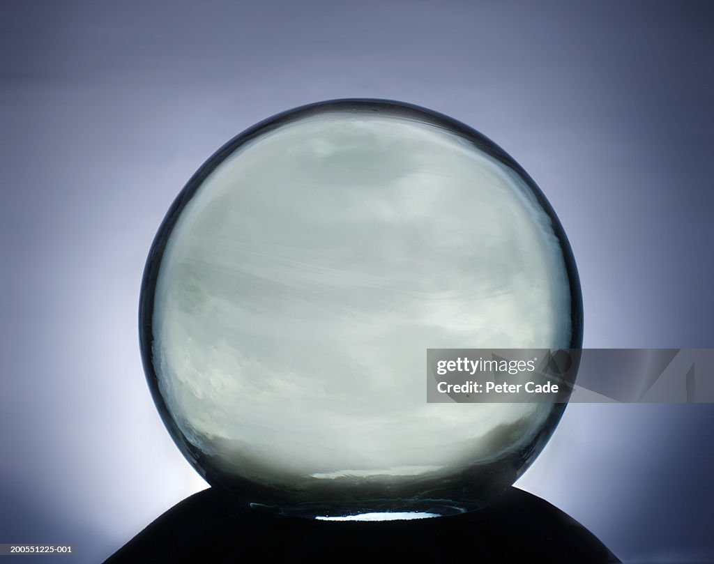 Crystal ball on stand, close-up