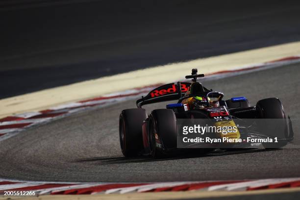 Isack Hadjar of France and Campos Racing drives on track during day two of Formula 2 Testing at Bahrain International Circuit on February 12, 2024 in...